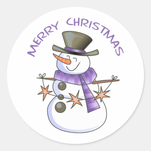 Sticker Rond Joyeux bonhomme de neige de Noël (Devant)