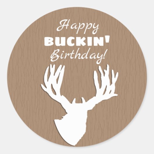Sticker Rond Joyeux Buckin' Birthday Hunting (Devant)