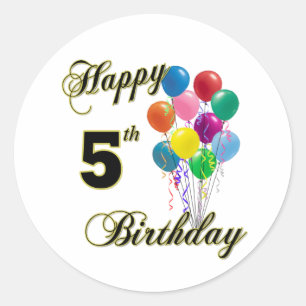 Sticker Rond Joyeux cadeau 5e anniversaire et vêtements d'anniv
