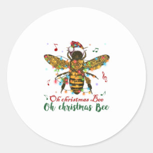Sticker Rond Joyeux cadeau d'abeilles de Noël