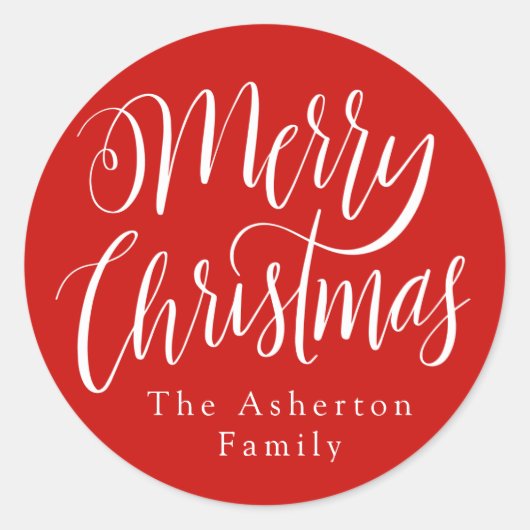 Sticker Rond Joyeux cadeau de Noël personnalisé (Devant)