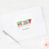 Sticker Rond Joyeux cadeau de Noël, typographie de vacances (Enveloppe)