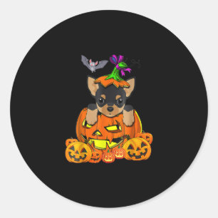 Sticker Rond Joyeux cadeau d'Halloween Funny Chihuahua Citrouil