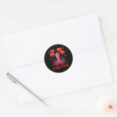 Sticker Rond Joyeux Calmar Saint-Valentin tenant coeur Bylloons (Enveloppe)