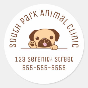 Sticker Rond Joyeux Carlin Chien Pékin au-dessus du texte perso