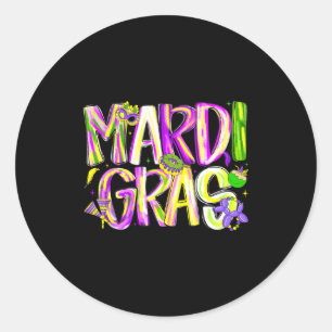 Sticker Rond Joyeux Carnaval Mardi Gras Fat Tuesday Hommes Femm