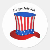 Sticker Rond Joyeux casquette du drapeau américain du 4 juillet (Devant)