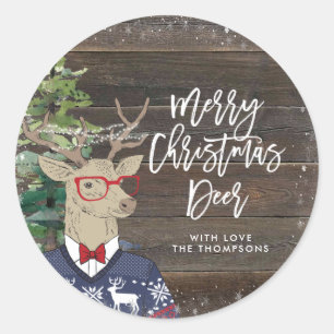 Sticker Rond joyeux cerf de noël