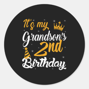 Sticker Rond Joyeux C'est Les 2 Ans De Mon Petit-Fils 2023 2 An