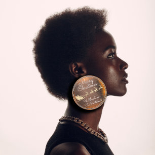 Sticker Rond Joyeux chalet de Noël GoldSanta Reindeer en leight