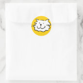 Sticker Rond Joyeux chat souriant comme dessin amusant (Sac)