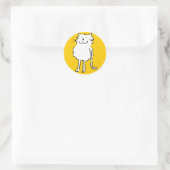 Sticker Rond Joyeux chat souriant comme dessin amusant (Sac)