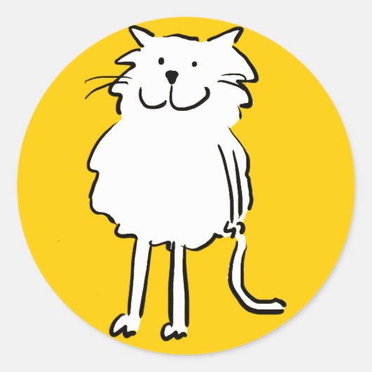 Sticker Rond Joyeux chat souriant comme dessin amusant (Devant)