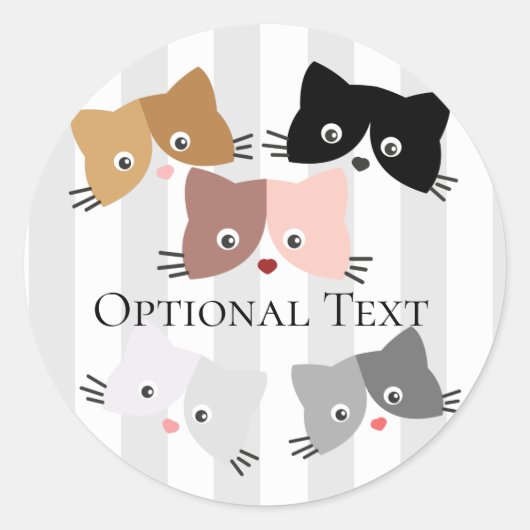Sticker Rond Joyeux Chatons Curieux (Devant)