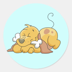 Sticker Rond Joyeux Chien avec T-shirts et cadeaux d'os