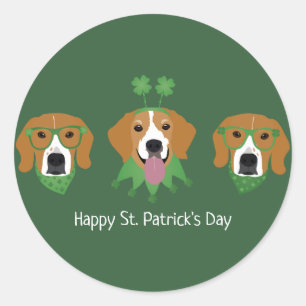 Sticker Rond Joyeux chien Beagle Jour de la Saint Patrick