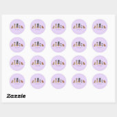 Sticker Rond Joyeux Chiens d'Halloween violet (Feuille)