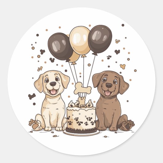 Sticker Rond Joyeux Chiens du Labrador Retriever (Devant)
