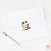 Sticker Rond Joyeux Chiens du Labrador Retriever (Enveloppe)