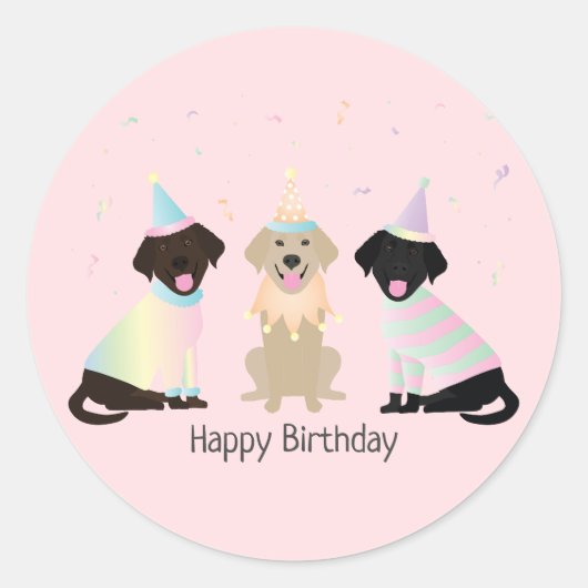 Sticker Rond Joyeux Chiens du Labrador Retriever (Devant)