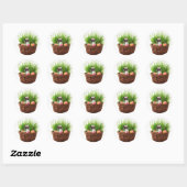 Sticker Rond Joyeux chiot du carlin de Pâques (Feuille)