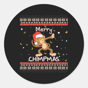 Sticker Rond Joyeux Chipmas Ugly Monkey Jumper