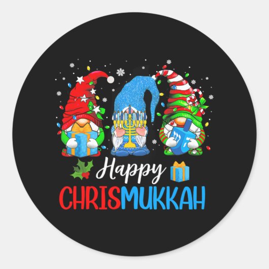 Sticker Rond Joyeux Chrismukkah Gnomes Joyeux Noël et (Devant)