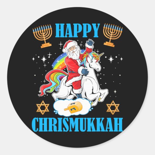 Sticker Rond Joyeux Chrismukkah Hanoukka Noël juif (Devant)