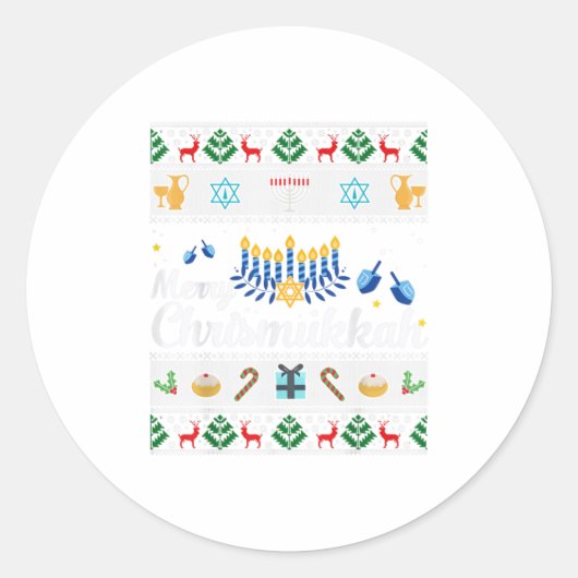Sticker Rond Joyeux Chrismukkah Heureux Hanoukka plus M (Devant)