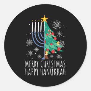 Sticker Rond Joyeux Chrismukkah Joyeux Noël Hanukkah