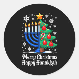 Sticker Rond Joyeux Chrismukkah Joyeux Noël Hanukkah Correspond