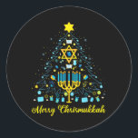 Sticker Rond Joyeux Chrismukkah Menorah Arbre de Noël Chanukah<br><div class="desc">Joyeux Chrismukkah Menorah Arbre de Noël Chanukah Juif</div>