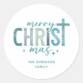 Sticker Rond Joyeux Christ mas Christian Boho Nom de famille (Devant)