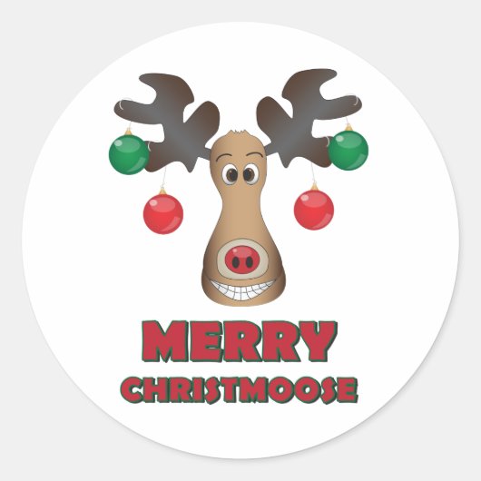 Sticker Rond Joyeux Christmoose ! (Devant)