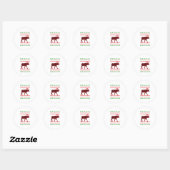 Sticker Rond Joyeux Christmoose Family Pyjamas Moose (Feuille)