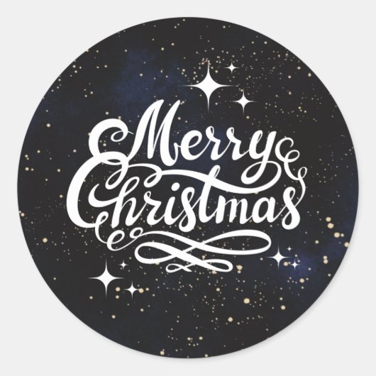 Sticker Rond Joyeux Ciel de Noël (Devant)