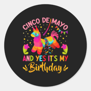 Sticker Rond Joyeux cinco de mayo et c'est mon anniversaire pin