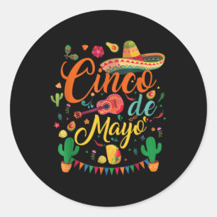 Sticker Rond Joyeux Cinco De Mayo Fiesta Parti Mexicain 5 De Ma