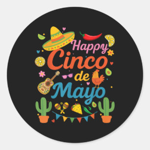 Sticker Rond Joyeux Cinco De Mayo Fiesta Parti Mexicain Hommes 