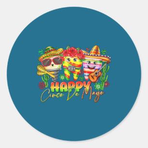 Sticker Rond Joyeux cinq mai fiesta mexicaine fête hommes femme