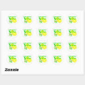 Sticker Rond Joyeux citron jaune d'anniversaire (Feuille)