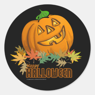Sticker Rond Joyeux Citrouille d'Halloween