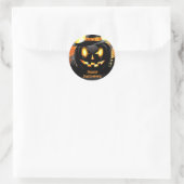 Sticker Rond Joyeux Citrouille noir Halloween (Sac)