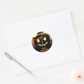 Sticker Rond Joyeux Citrouille noir Halloween (Enveloppe)