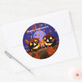 Sticker Rond Joyeux Citrouilles d'Halloween (Enveloppe)