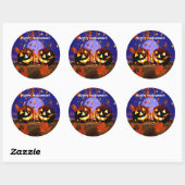 Sticker Rond Joyeux Citrouilles d'Halloween (Feuille)