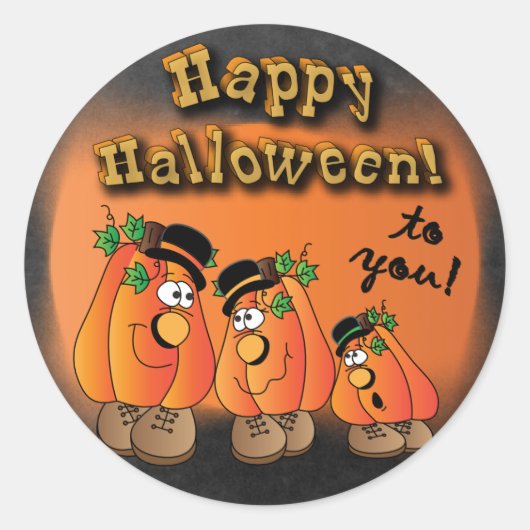 Sticker Rond Joyeux Citrouilles d'Halloween (Devant)