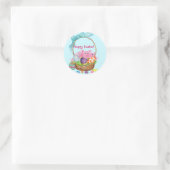 Sticker Rond Joyeux cochons de Pâques, oeufs dans les autocolla (Sac)