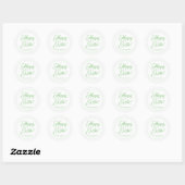 Sticker Rond Joyeux Coeurs verts de Pâques bordure script perso (Feuille)