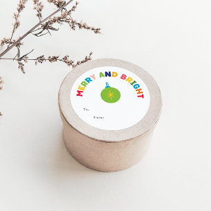 Sticker Rond Joyeux coloré et cadeau lumineux